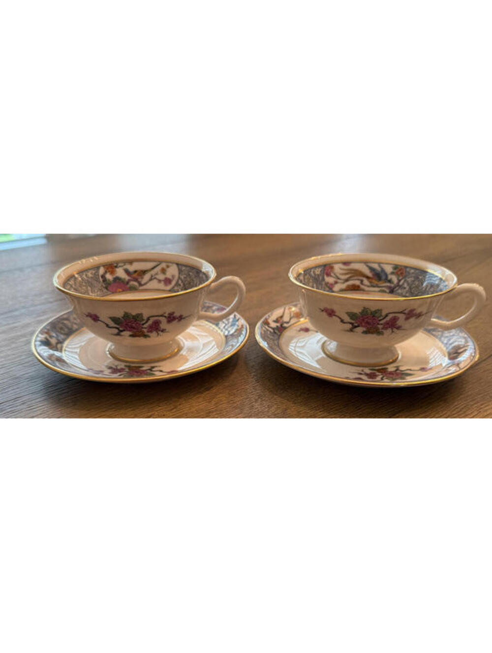 Lenox Ming Old Mark Cups & Saucers Set of 2